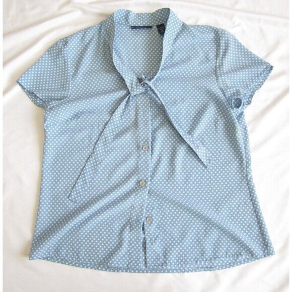 Women's Karen Scott 100% Polyester Button Polka Dot Blouse Sz PM (WB155) - Picture 1 of 7